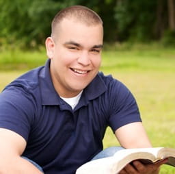 Male student reading